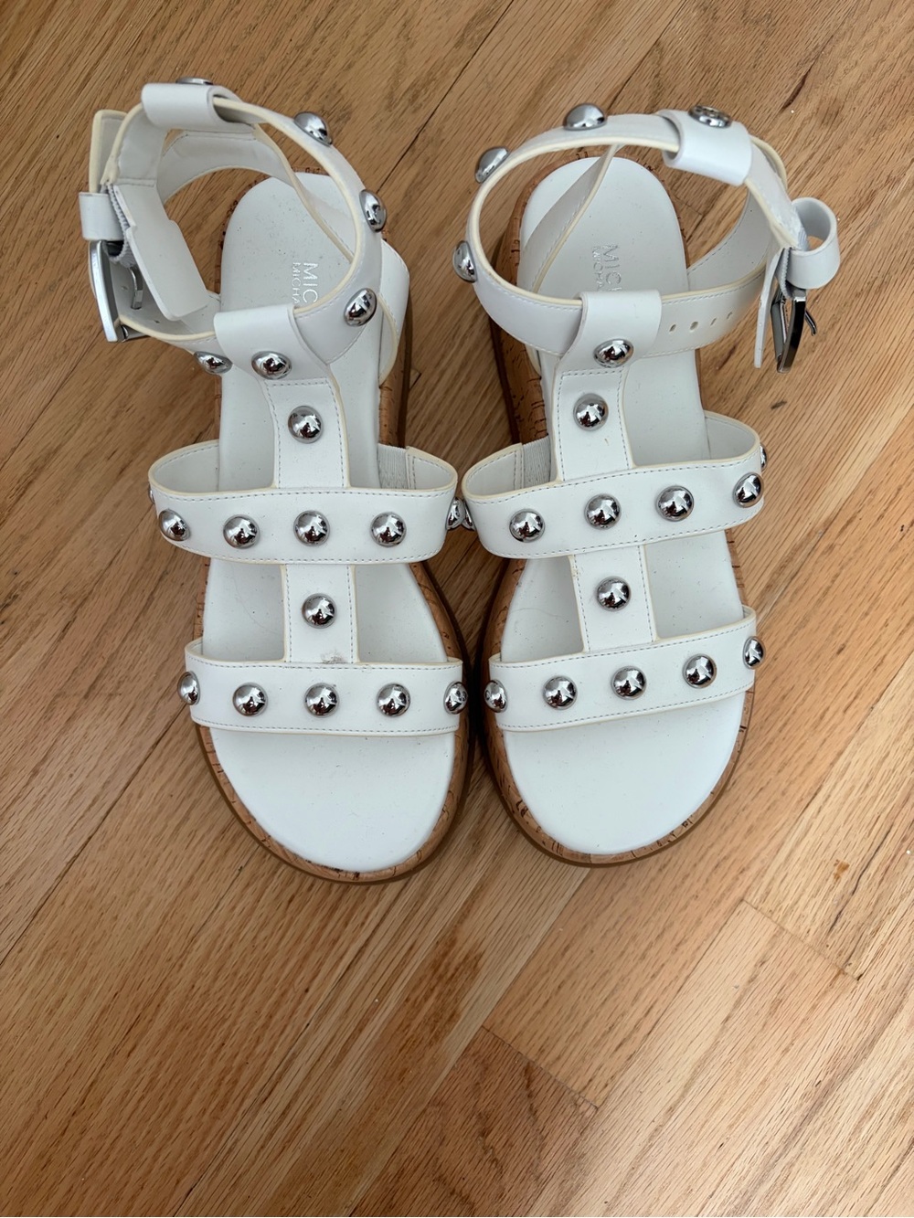 Michael Kors White Studded Platform Sandals